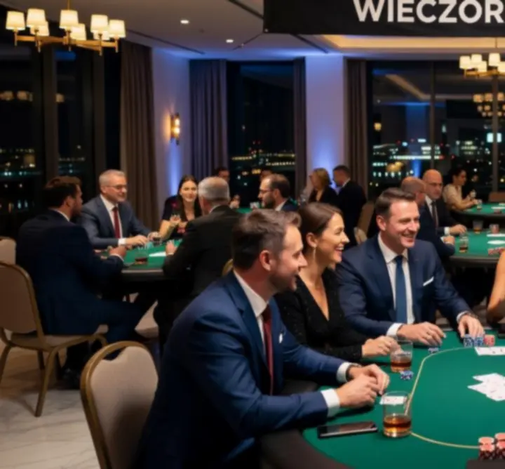Profesjonalnie zorganizowany event firmowy z grą pokerową i strefą networkingową