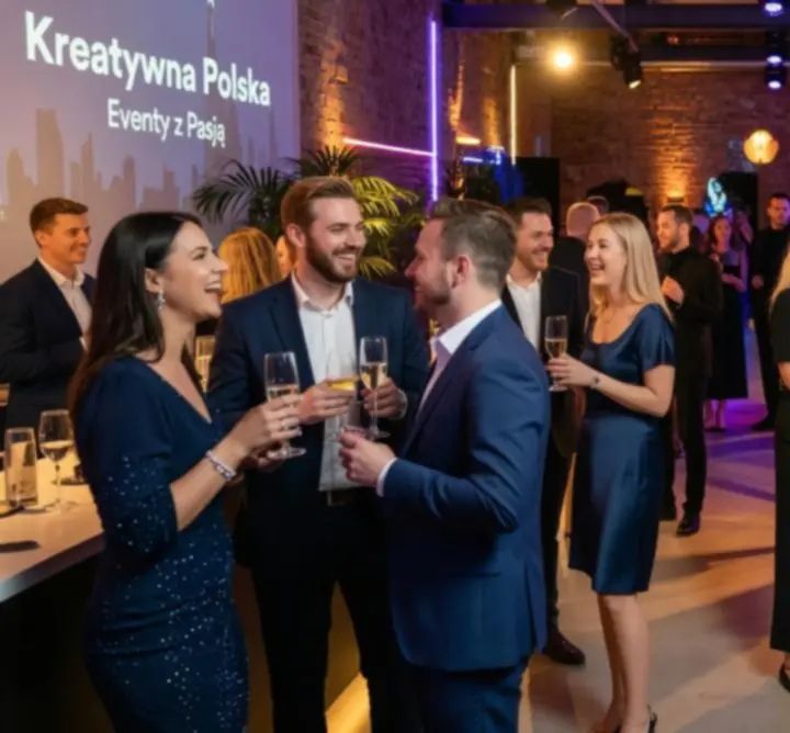Dynamiczna scena eventowa z uczestnikami podczas kreatywnej imprezy