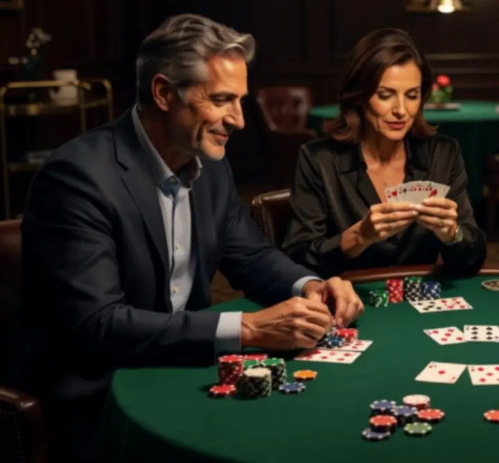 Stół pokerowy podczas wieczoru typu Poker Night